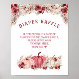 Marsala Pompoen Baby shower Luier Raffle Teken Poster