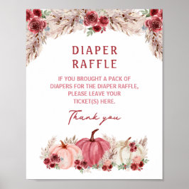 Marsala Pompoen Baby shower Luier Raffle Teken Poster