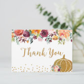 Marsala Pumpkin Birthday Dank je wel Bedankkaart (Staand voorkant)