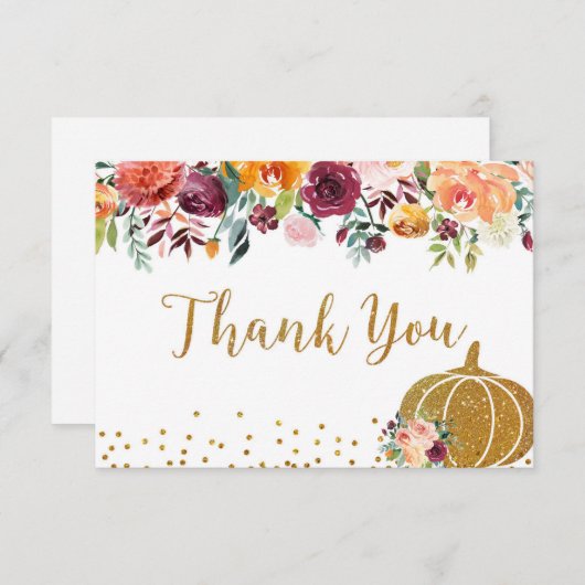 Marsala Pumpkin Birthday Dank je wel Bedankkaart (Voorkant / Achterkant)