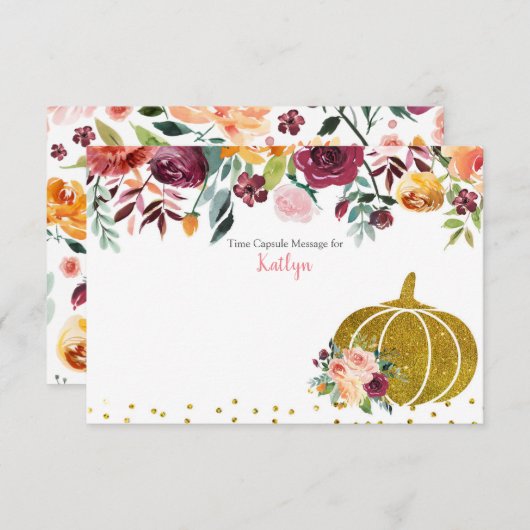 Marsala Pumpkin Capsule Card voor eerste verjaarda Informatiekaartje (Voorkant / Achterkant)