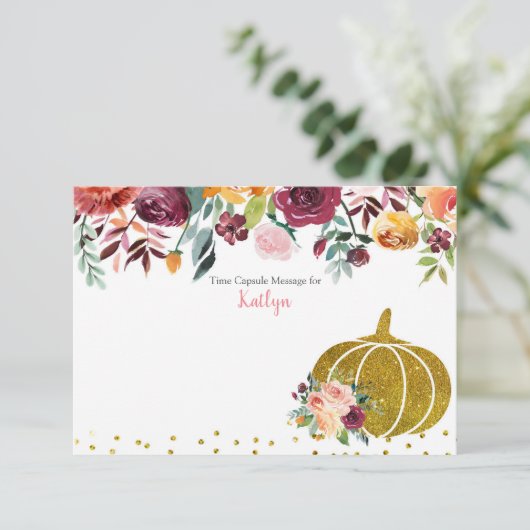 Marsala Pumpkin Capsule Card voor eerste verjaarda Informatiekaartje (Staand voorkant)