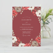Marsala Ranunculus Eucalyptus Bruiloft Kaart (Staand voorkant)