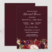 Marsala Red Bourgondië Bloemenrepetitie Diner Kaart (Voorkant / Achterkant)