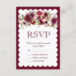 Marsala Red Bourgondië Floral Boho Bruiloft RSVP K