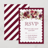Marsala Red Bourgondië Floral Boho Bruiloft RSVP K Kaartje (Voorkant / Achterkant)
