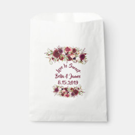 Marsala Red Bourgondië Floral Chic Favor Bag Bedankzakje
