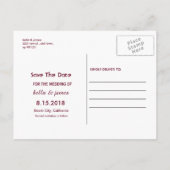 Marsala Red Bourgondië Floral Save The Date Briefk Aankondigingskaart (Achterkant)