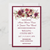 Marsala Red Burgundy Floral Chic Wedding Cards Kaart (Voorkant)