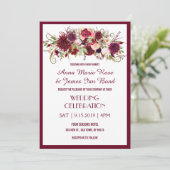 Marsala Red Burgundy Floral Chic Wedding Cards Kaart (Staand voorkant)