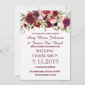Marsala Red Burgundy Floral Chic Wedding Cards Kaart (Voorkant)
