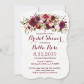 Marsala Red Burgundy Floral Vrijgezellenfeest Invi Kaart (Voorkant)