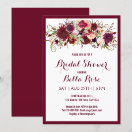 Marsala Red Burgundy Floral Vrijgezellenfeest Kaar Kaart