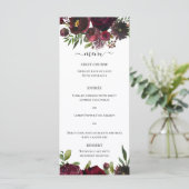 Marsala Red Burgundy Floral Waterverf Menu (Staand voorkant)