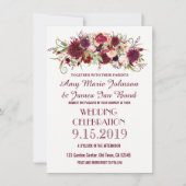 Marsala Red Burgundy Floral Wedding Invitations Kaart (Voorkant)