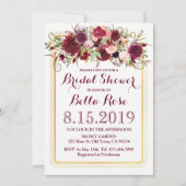 Marsala Red Burgundy Gold Vrijgezellenfeest Invite Kaart (Voorkant)