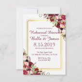 Marsala Red Burgundy Gold Wedding Rehearsal Invite Kaart (Voorkant)