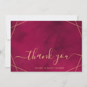 Marsala Red Burgundy Modern Waterverf Dank u wel Bedankkaart (Voorkant)