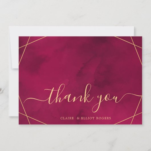 Marsala Red Burgundy Modern Waterverf Dank u wel Bedankkaart (Voorkant)