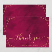 Marsala Red Burgundy Modern Waterverf Dank u wel Bedankkaart (Voorkant / Achterkant)