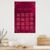 Marsala Red Burgundy Modern Wedding Seating Poster (Keuken)