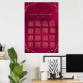 Marsala Red Burgundy Modern Wedding Seating Poster (Thuiskantoor)