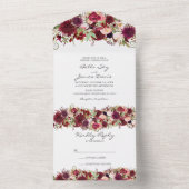 Marsala Red Burgundy Weddenschap Alle in één uitno All In One Uitnodiging (Binnen)