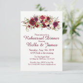 Marsala Red Burgundy Wedding Rehearsal Uitnodiging (Staand voorkant)