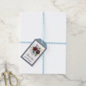 Marsala Red en Blue Floral Hartelijk dank Cadeaulabel (Met Touw)