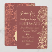 Marsala Red en Creamy Yellow Floral Pattern Kaart (Voorkant / Achterkant)