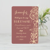 Marsala Red en Creamy Yellow Floral Pattern Kaart (Staand voorkant)