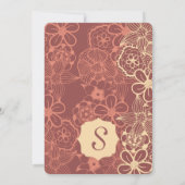 Marsala Red en Creamy Yellow Floral Pattern Kaart (Achterkant)