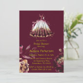 Marsala Red en Gold Peony Vrijgezellenfeest Kaart (Staand voorkant)