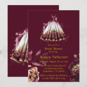 Marsala Red en Gold Peony Vrijgezellenfeest Kaart (Voorkant / Achterkant)