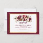 Marsala Red en Gold Wedding Reception Kaart (Voorkant)