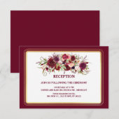 Marsala Red en Gold Wedding Reception Kaart (Voorkant / Achterkant)