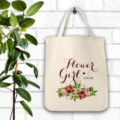 Marsala Red Floral Bloemenmeisje Tote Bag