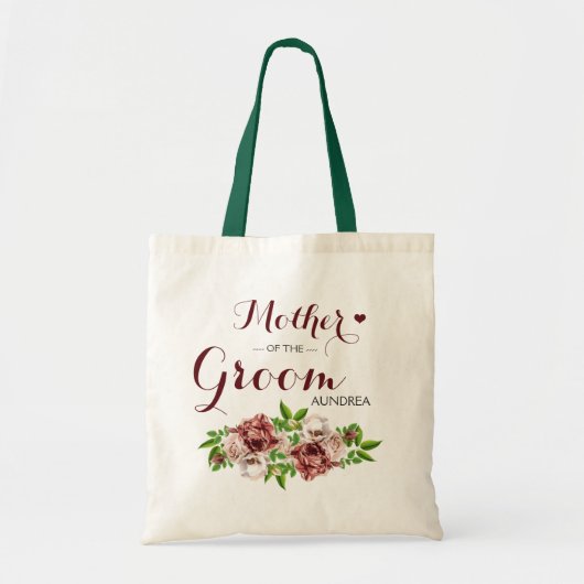 Marsala Red Floral Moeder van de Groom Tote Bag (Voorkant)