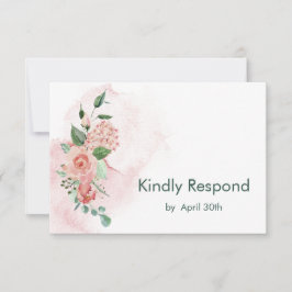 Marsala Red Floral Wedding RSVP Kaartje