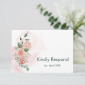 Marsala Red Floral Wedding RSVP Kaartje (Staand voorkant)