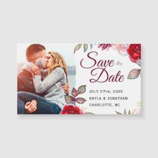 Marsala Red Flower Small Wedding Save the Date