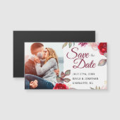 Marsala Red Flower Small Wedding Save the Date (Voorkant / Achterkant)