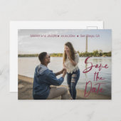 marsala red hand lettering save the date briefkaart (Voorkant / Achterkant)