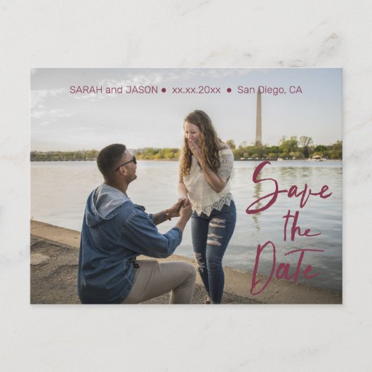 marsala red hand lettering save the date briefkaart (Voorkant)