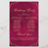 Marsala Red Modern Watercolor Wedding Program Card (Achterkant)