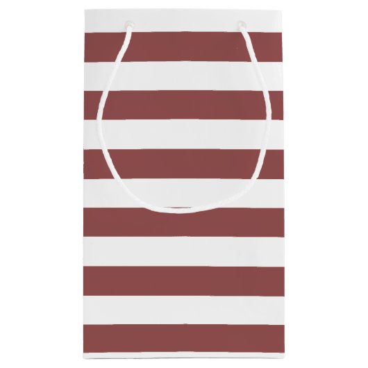Marsala Red Monogrammed Name and Striped Pattern Klein Cadeauzakje (Achterkant)
