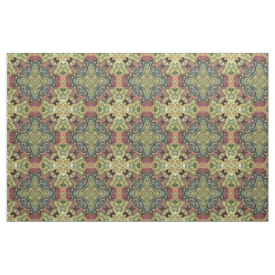 Marsala Red Ochre Yellow Blauwgroen batik Mosaic P Stof