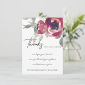 MARSALA RED ROSE FLORAL CORPORATE BUSINTE LOGO BEDANKKAART (Staand voorkant)