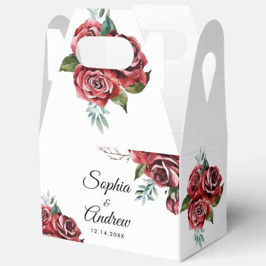 Marsala Red Rose rustieke bruiloft Bedankdoosjes (Open)