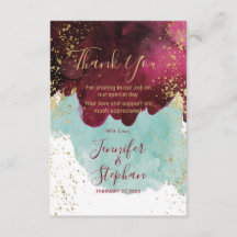 Marsala Rode Blauwgroen Waterverf Gold Splash Dank